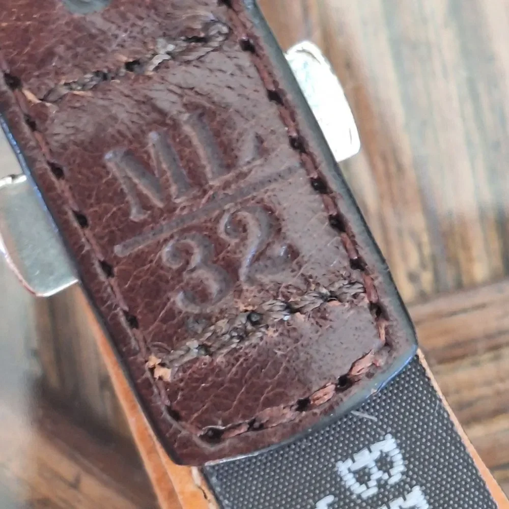 BRIGHTON Leather Calf Hair Multicolor Belt Size ML 32 Excellent Vintage Q4800
